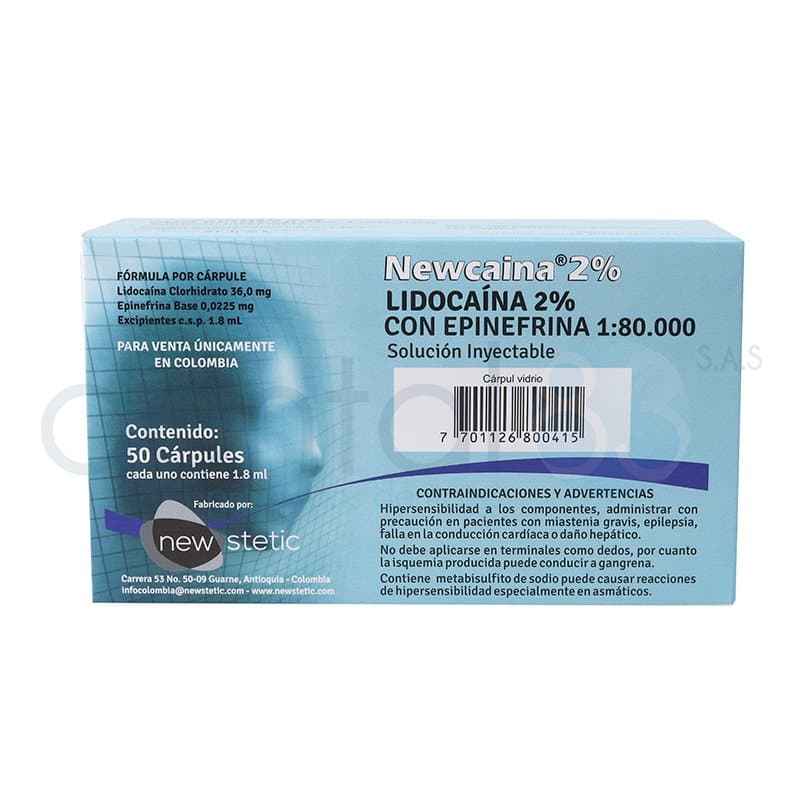 ANESTESIA NEWCAINA 2% VIDRIO CJ X 50