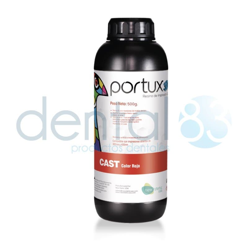 RESINA 3D PORTUX CAST COLOR ROJO FCO X 500 GR