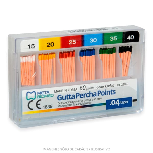 Conos de Gutta Taper 0.04 1ª Serie #15-40 META BIOMED