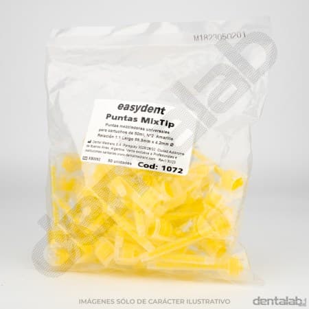 Puntas Mezcladoras Easydent • #2 Amarilla • para Silicona Regular x 50 und.