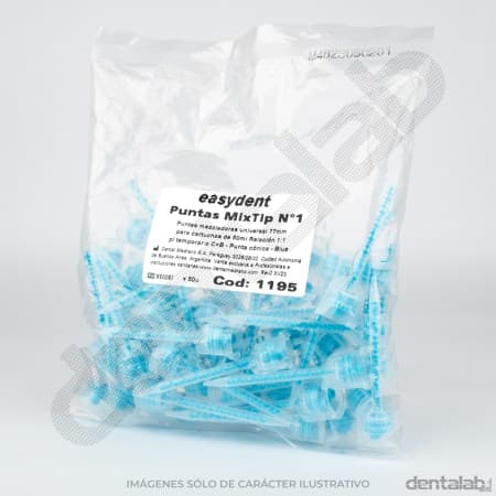 Puntas Mezcladoras Easydent • #1 Azul • para Silicona Light - Temporal - C&B x 50 und.