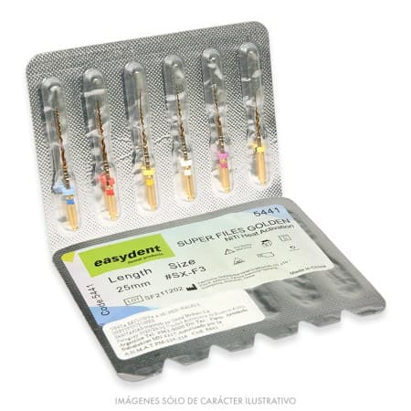 Limas Super File Golden 25mm x 6 und. Easydent Tipo Protaper Gold