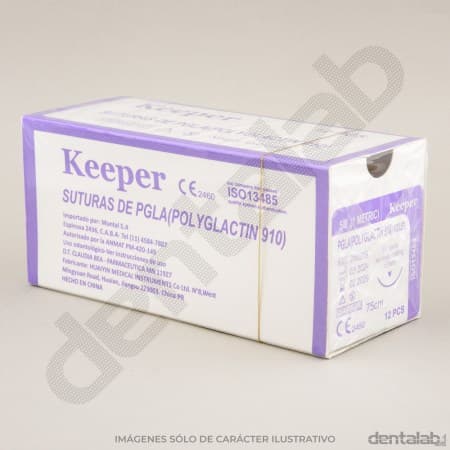 Aguja Sutura PGLA Punta Triangular Keeper 5/0 x 12 und.