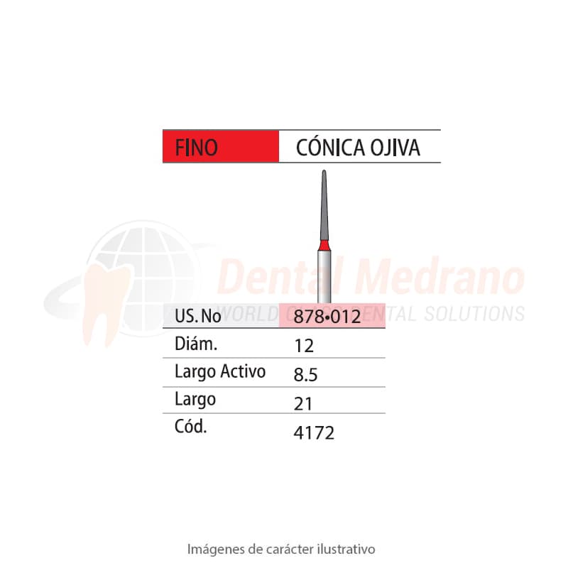 DIAMANTE FG 878K/016F Cónica Ojiva-AnilloRojo-Fino