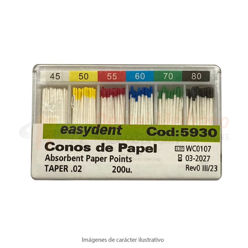 Conos PAPEL 45/80 Taper02 caja x200 Easydent