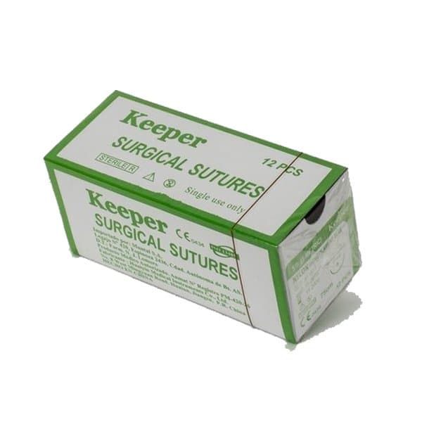 Sutura con aguja Nylon 5.0 Keeper x 12u