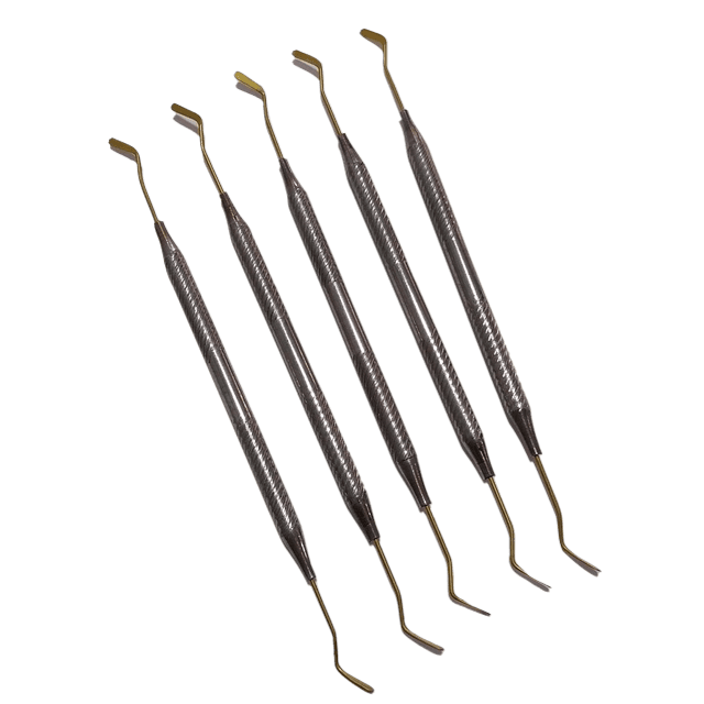 ESPATULA PARA COMPOSITE RESINAS ECONOMICA DORADA X UNIDAD