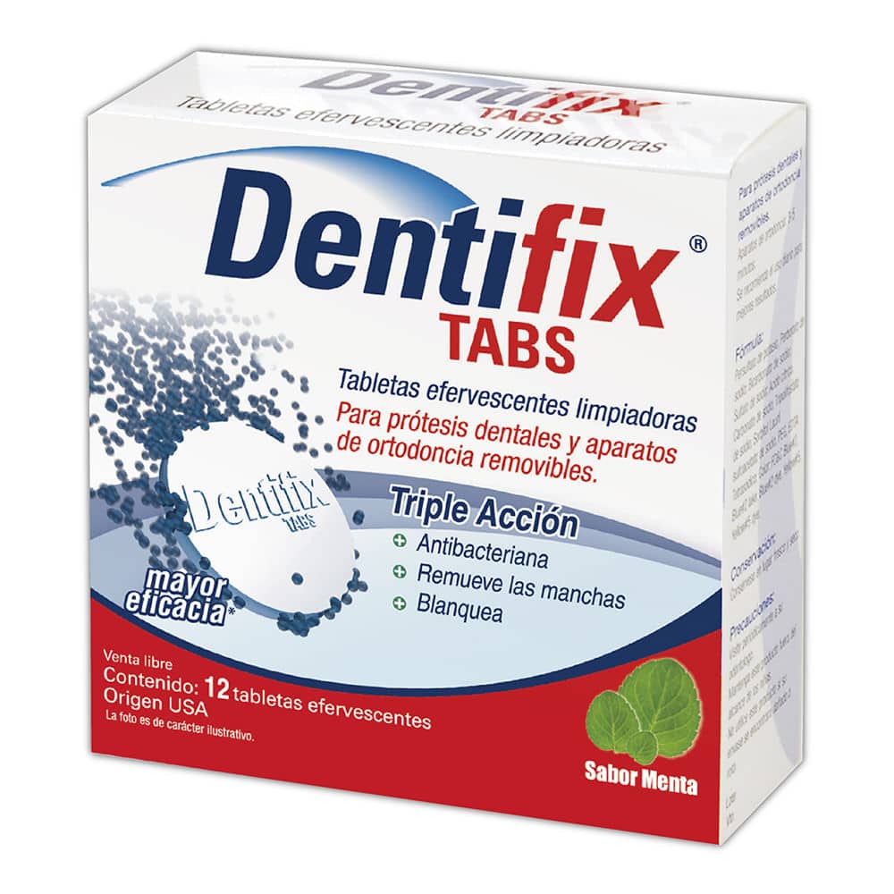 Dentifix Tabletas p/Limpieza de Prótesis u Ortodoncia. 12 u.
