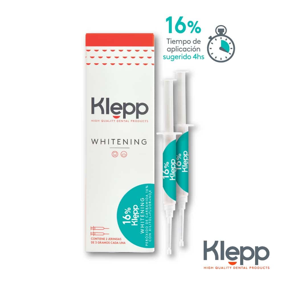 Klepp Whitening Gel Blanqueador 16% 2 jgas. (3 g. c/u) Menta
