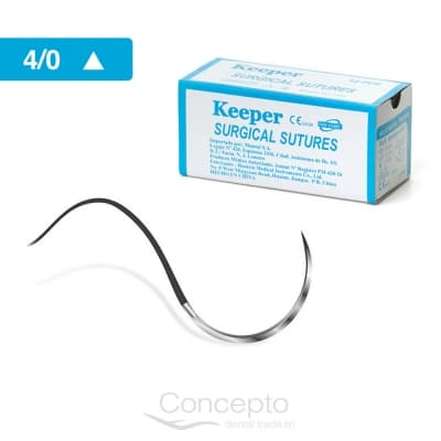 Aguja Con Hilo De Seda 4/0 Triangular Keeper X1 Und.