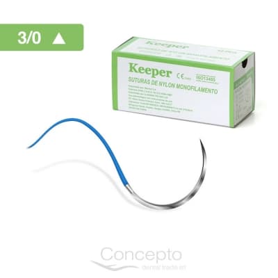 Aguja Con Hilo De Nylon 3/0 Triangular Keeper X1 Und.
