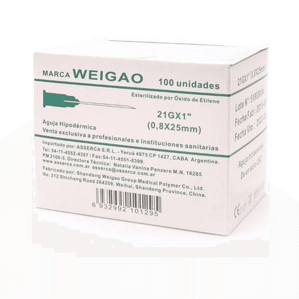 AGUJAS P/IRRIGACION X100 U 25G X5/8 (16/5)