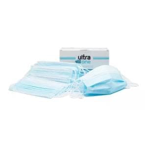 Barbijos tricapa Ultra One celestes x 50 unidades