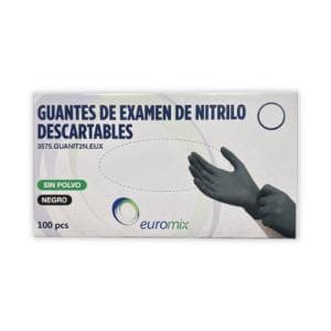 Guantes nitrilo Euromix negro S caja x 100 unidades
