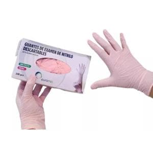 Guantes nitrilo Euromix ROSA S caja x 100 unidades